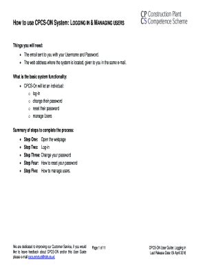 Fillable Online How To Use CPCS ON System LOGGING IN MANAGING USERS