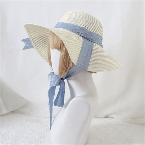 Campanula Floral Design Bowknot Beige Straw Hat Colors