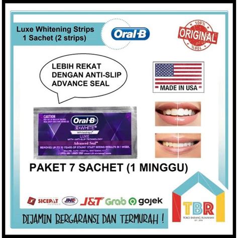 Jual Crest Oral B D Whitening Strip Minggu Sachet Pemutih Gigi