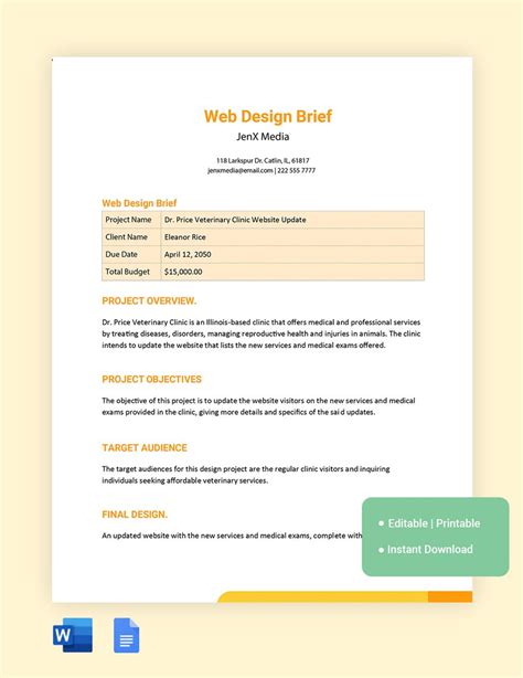 Logo Design Brief Template in Word, Google Docs - Download | Template.net