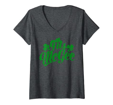 Womens Tits Mcgee Vintage St Patricks Day Funny Shamrocks Retro V Neck