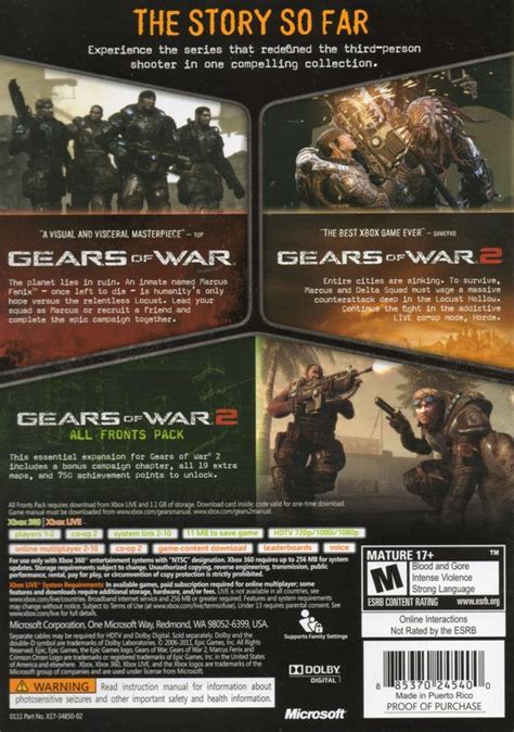 Gears Of War Triple Pack 2011 Xbox 360 Box Cover Art Mobygames