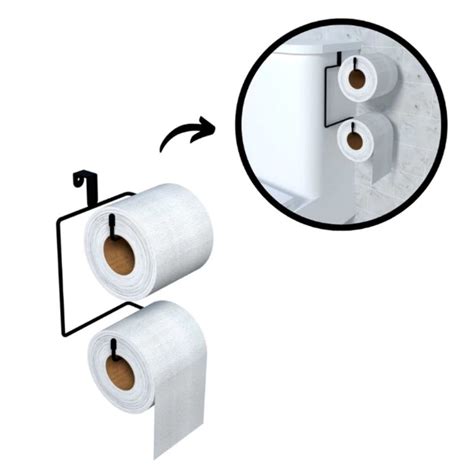 SUPORTE PORTA PAPEL HIGIENICO DUPLO PARA CAIXA ACOPLADA PRETO Shopee