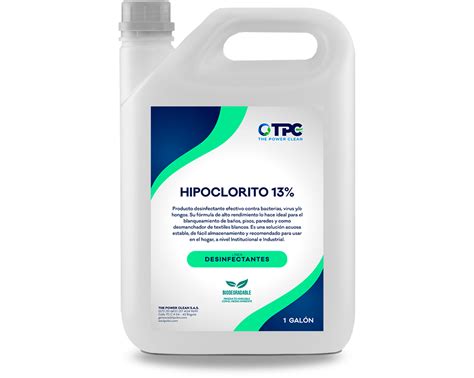 Hipoclorito 13 500 Ml Litro Galón Garrafa Tpc Bio