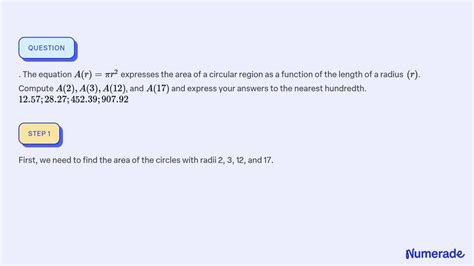 Solved The Equation A R R Expresses The Area Of A Circular Region