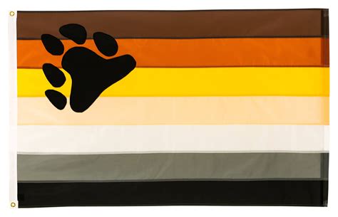 Bear Pride Flag, hand-sewn nylon stripes, finished with a canvas header