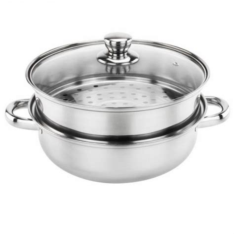 Stainless 26cm Steel Steamer Cookware Multi Functional 2 Layers Z071