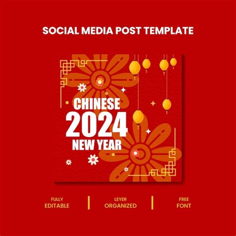 Chinesisches Neujahr Social Media Post Design Vorlage Premium Vektor