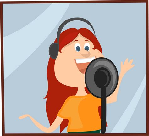 Woman Recording A Song Illustration Vector On White Background