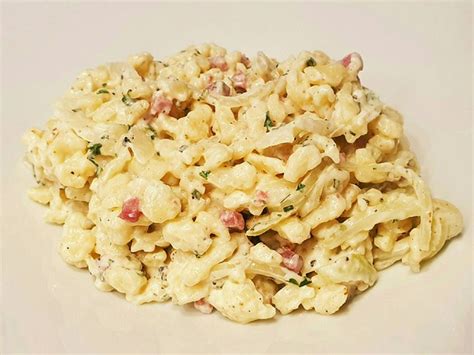 Cremige Sp Tzle Mit Speck Zwiebeln Und Frischk Se Von Cooking Julchen