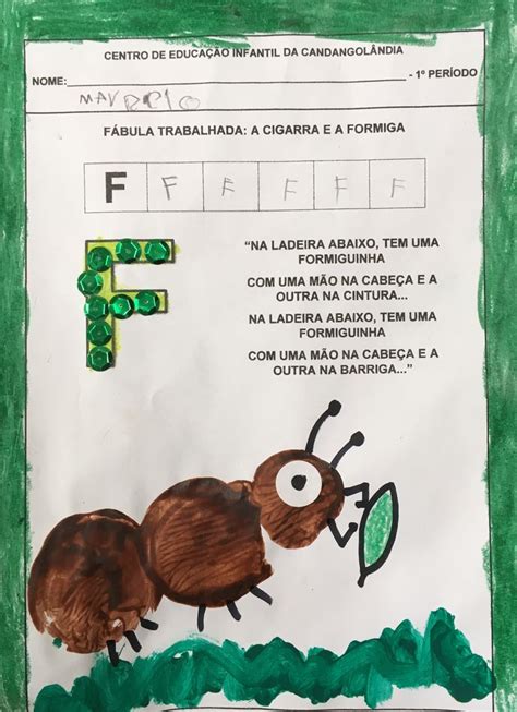 Fábula A Cigarra e a Formiga Alfabetização na educação infantil