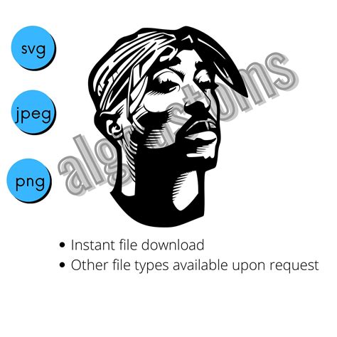 Tupac Pac Shakur Stencil Svg Jpeg Png Etsy Svg Stencils Png