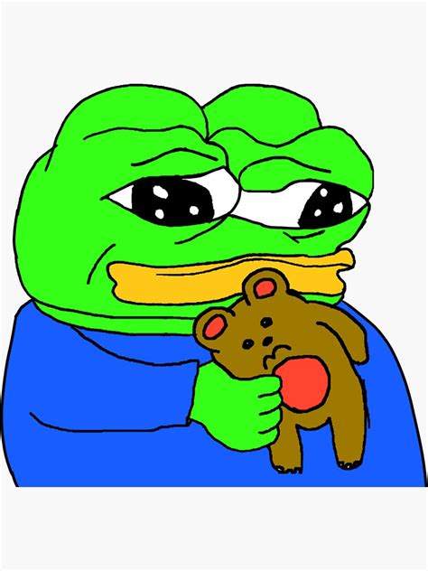 Pepe With Teddy Bear Sticker For Sale By Thememeslord Redbubble