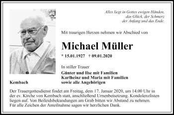 Traueranzeigen Von Michael M Ller Trauerportal Ihrer Tageszeitung