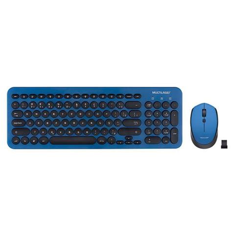 Teclado Mouse Sem Fio Multi Multimídia ABNT Preto e Azul TC233