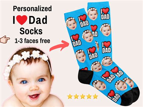 Custom Socks Fathers Day I Love Dad Socks Personalized Etsy