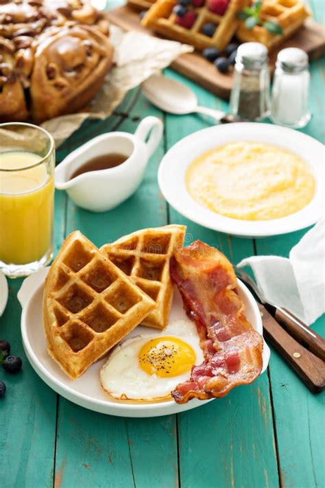 Southern Cuisine Breakfast With Waffles Stock Image Image Of Crispy