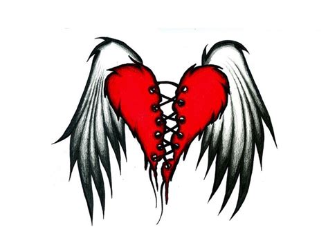 wings heart crown tattoo | Home Tattoo Tattoos Of Broken Hearts The ...