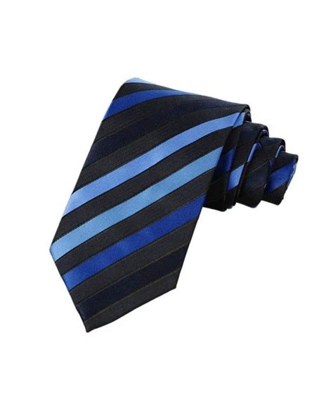 Mens Striped Black Blue Jacquard Woven Silk Tie Necktie Tie