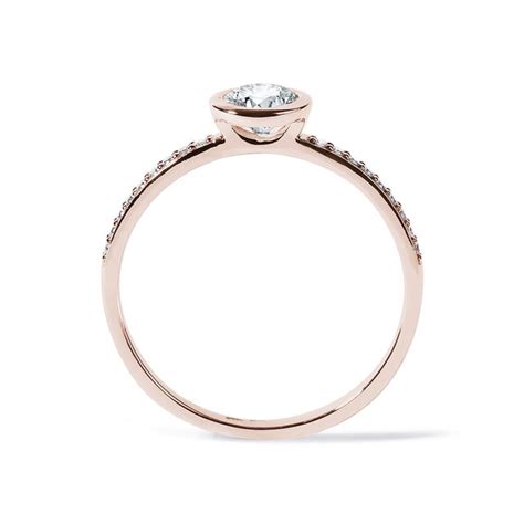 Bezel Diamond Engagement Ring in Rose Gold | KLENOTA