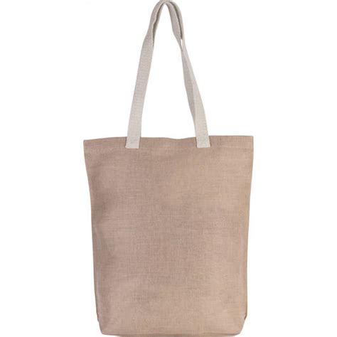 Jute Canvas Katoenen Schoudertas Beige X Cm Boodschappentas