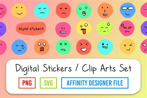 Mood emoji digital stickers