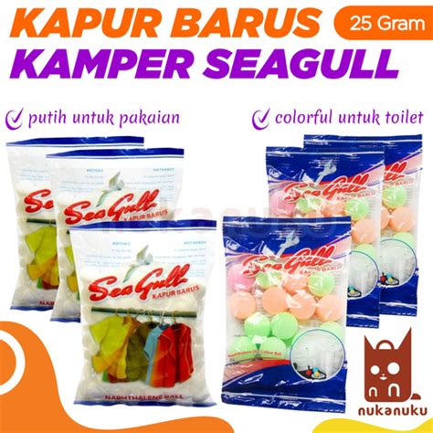 Jual Kapur Barus Toilet Sea Gull Putih Dan Warna 25 Gr Kamper Pakaian