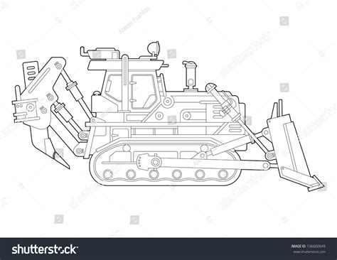 Bulldozer Technical Drawing Stock Vector Illustration 136600949 Shutterstock