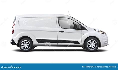 Witte Bestelwagen Ford Transit Connect Dat Op Wit Wordt Geïsoleerd