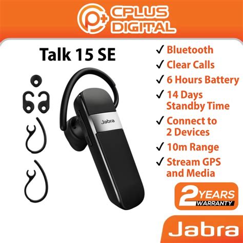 Jabra Talk 15 Se Bluetooth Headset For Hands Free Clear Calls 6 Hours Battery 14 Days Standby