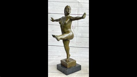 Fernando Botero Nude Girl Kicking Bronze Metal Statue Sculpture Modern