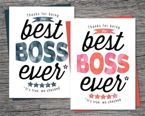 Boss's Day Card Thanks for Being the Best Boss Ever Printable Card - Etsy