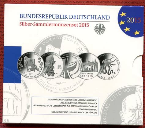 Bundesrepublik Deutschland Germany FRG 5 X 10 Euro Silber 2015