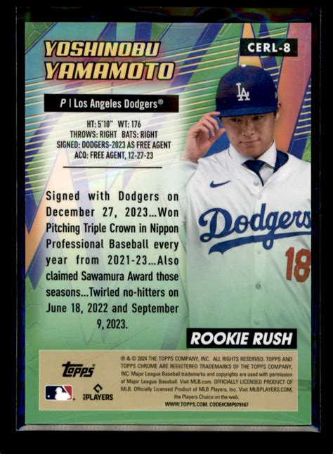 2024 Topps Chrome Logofractor All Etch RC Rush Yoshinobu Yamamoto Green