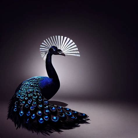 Black Peacock Made Of Diamonds Midjourney Openart