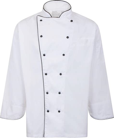 Chaqueta De Cocinero Con Ribete Blanco Blanco Largo 111 76 Cm 116 84