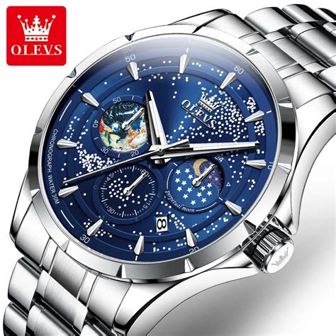 OLEVS Reloj De Cuarzo Deportivo Para Hombre Cron Grafo Luminoso Con