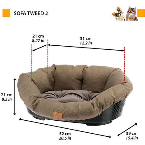 Ferplast Sofa Tweed Cuccia Per Cani E Gatti In Plastica Con Cuscino In