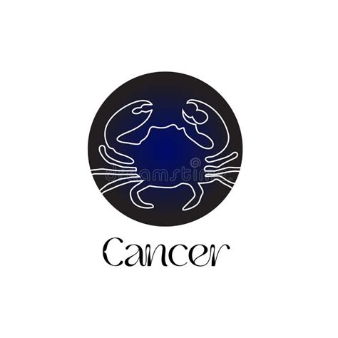 Astrological Zodiac Sign Cancer In Line Art Style On Dark Blue Zodiak