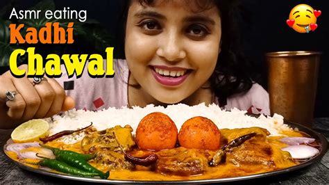 Kadhi Chawal Eating Asmr With Boiled Egg Spicy Kadhi Chawal Eating Youtube