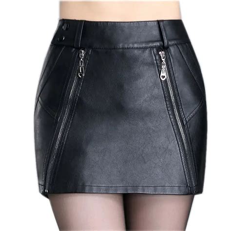 2018 Sexy Women Bodycon Skirt Pu Leather Mini Short Skirt Zipper Black Shorts Slim Girls