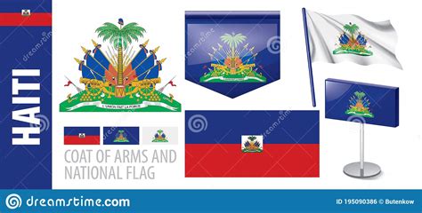 Vector Set of the Coat of Arms and National Flag of Haiti Stock Vector ...