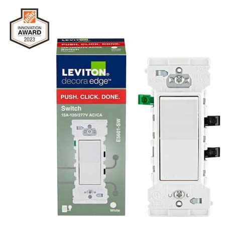 Leviton Decora Edge 15 Amp Single Pole Switch White R02 E5601 0sw The Home Depot