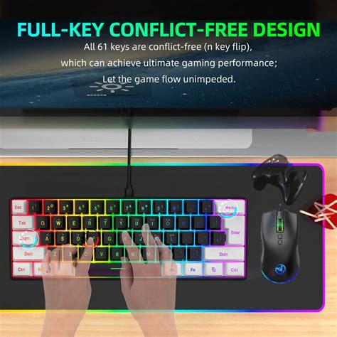 Hxsj Teclado E Mouse De Combos Para Jogos Rainbow Rgb