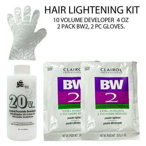 Hair Lightening Clairol Bw2 Powder Lightener Bleach 10 Volume Developer 4 Oz Kit 5 Pcs