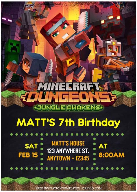 Free Editable Pdf Minecraft Gamers Birthday Invitation Templates In 2024 Minecraft Birthday