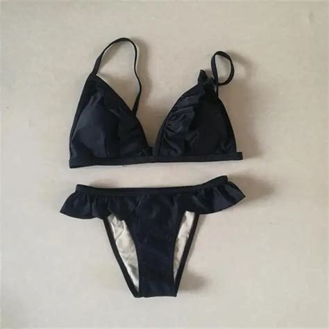 2018 Sexy Ruffled Push Up Triangle Bikini Set Brazilian Women Micro