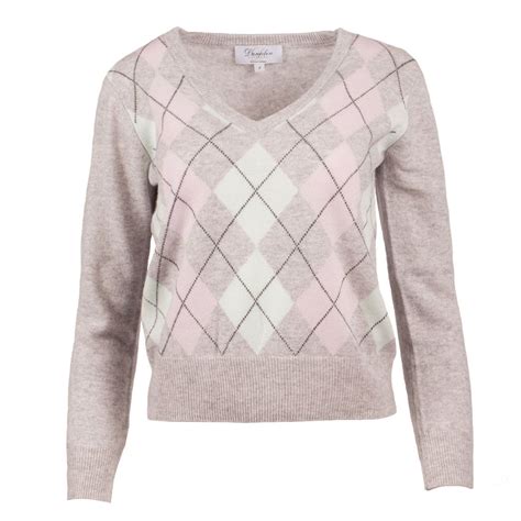 Ladies Argyle Cashmere V Neck Jumper Argyle Womens Cashmere Cashmere