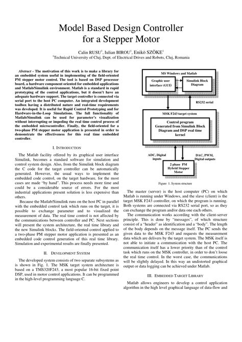 (PDF) Model based design controller for the stepper motor