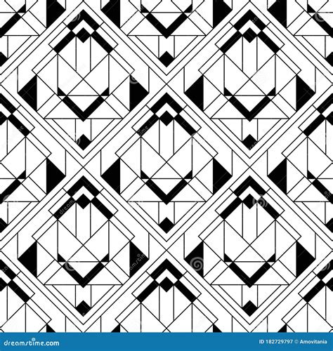 Art Deco Pattern Vector Black White Background Stock Vector